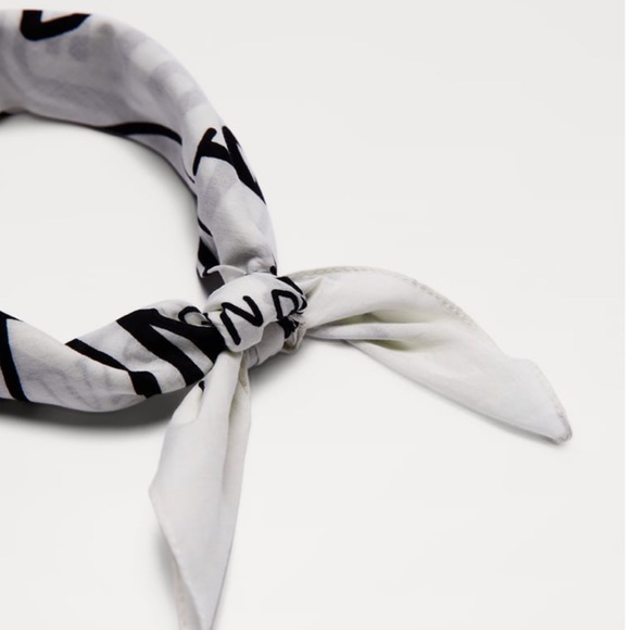 Graffiti Print Black and White Square Bandana - Picture 4 of 6